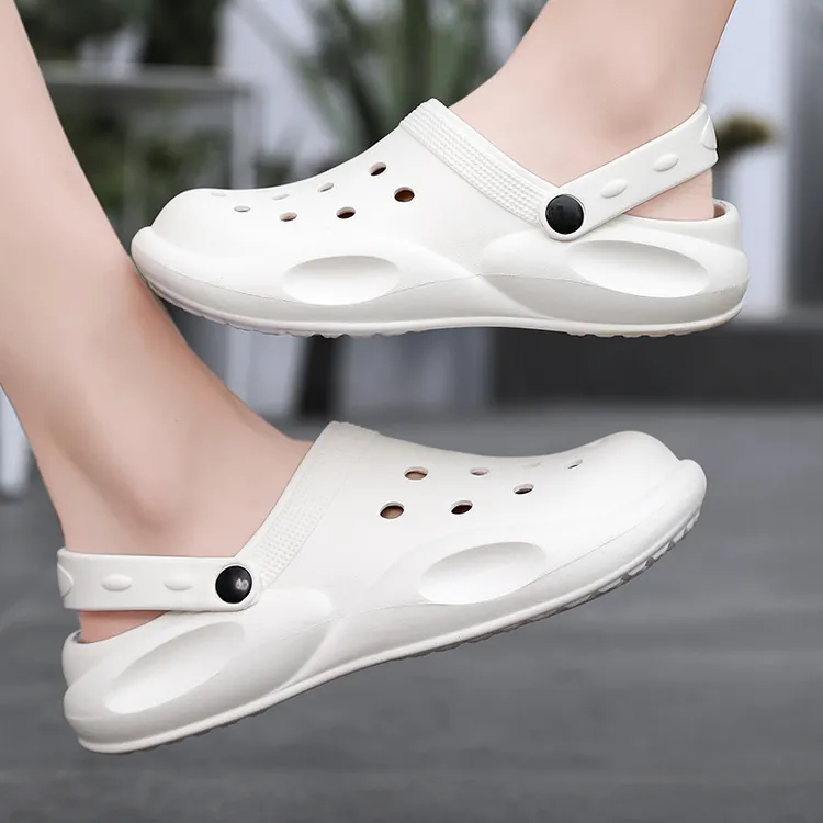 培蒙2023新款情侣凉鞋大码沙滩洞洞鞋女厚底镂空透气外穿拖鞋男