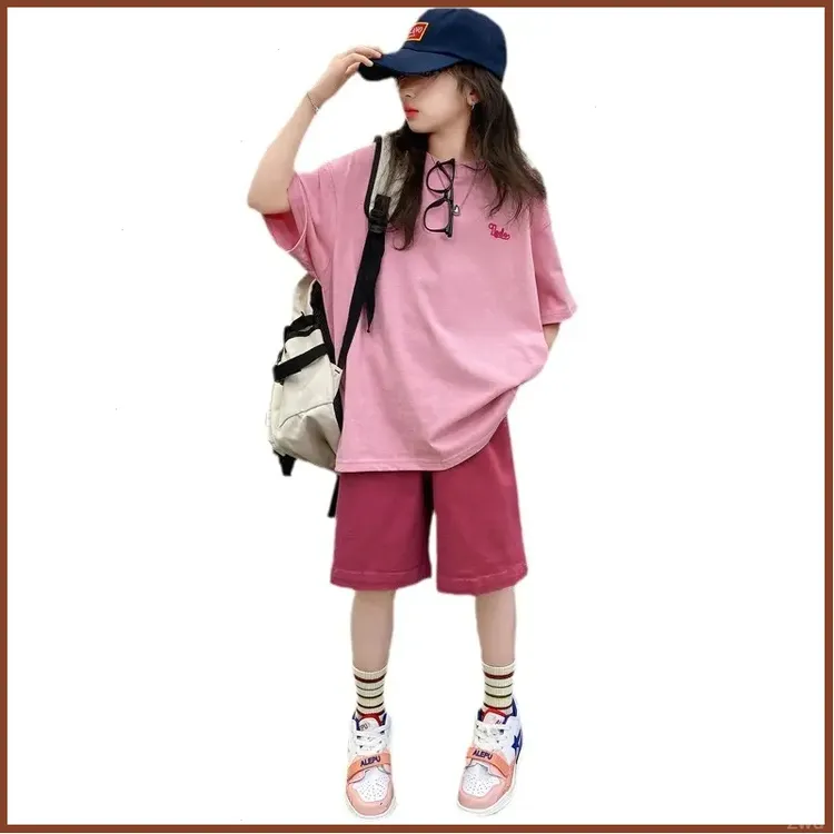 女童夏装套装短袖短裤新款夏季儿童洋气中大童女孩休闲运动两件套