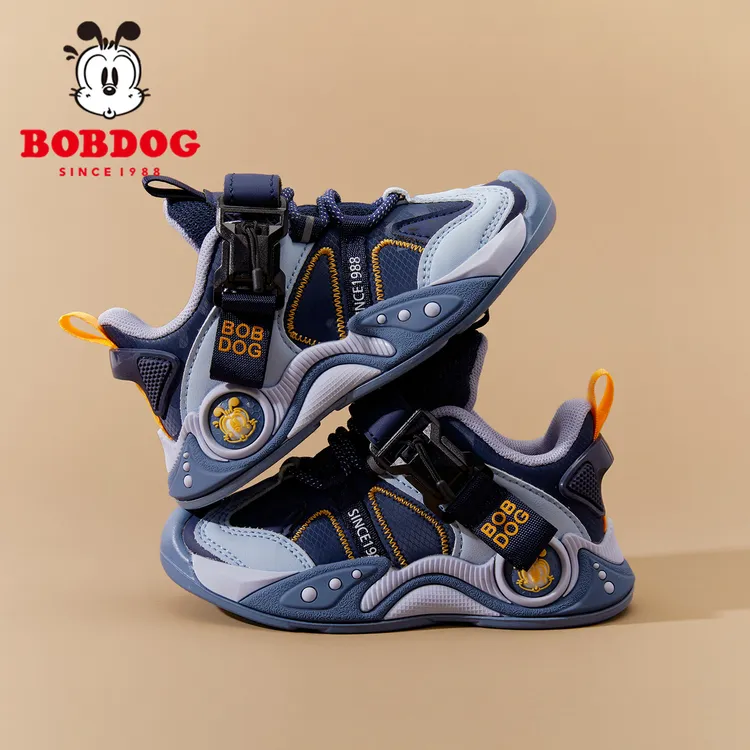 巴布豆男童鞋子皮面防水2025春秋新款运动校园防滑时尚儿童跑步鞋