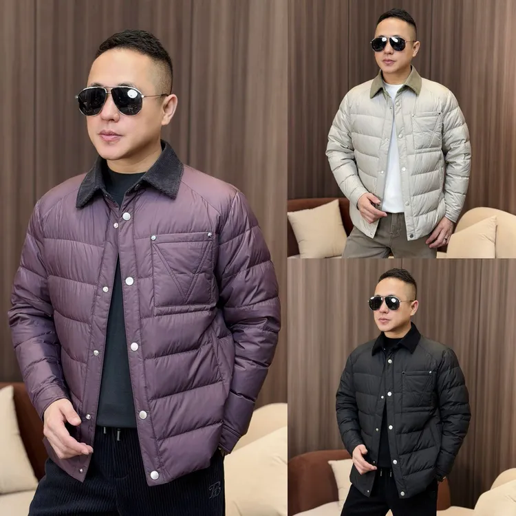 孙先生男装BV同款男款白鹅绒服条绒领羽绒服外套2318