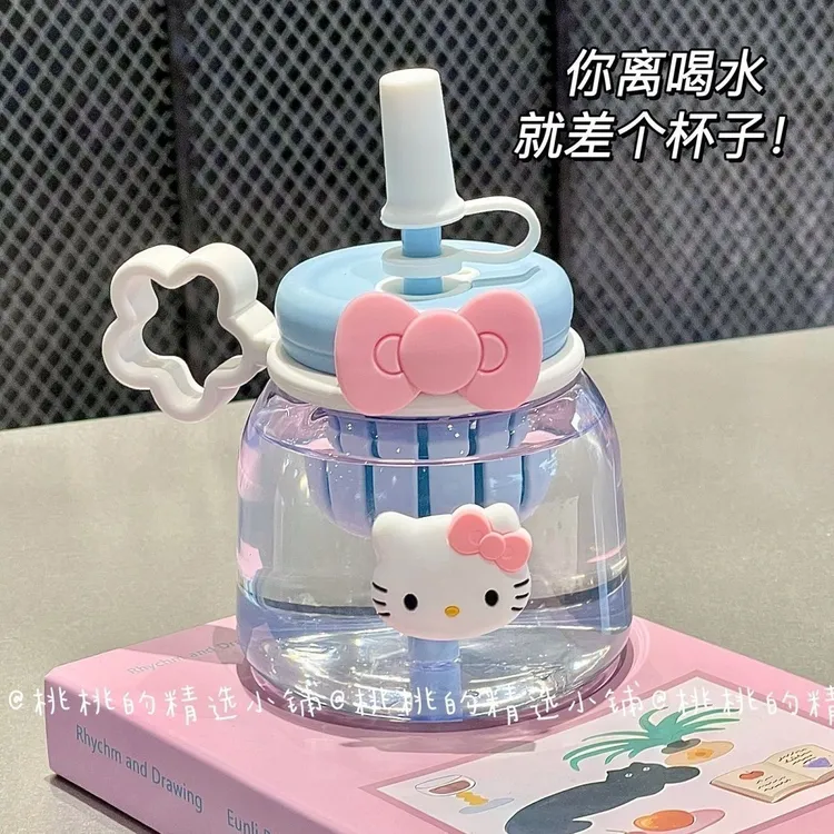 夏季可爱大容量水杯女生ins风塑料高颜值大肚杯耐高温便携吸管杯