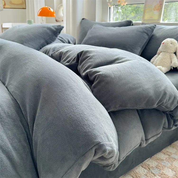 秋冬牛奶绒床品加绒加厚被套床单枕套双面珊瑚绒冬季防寒床上用品