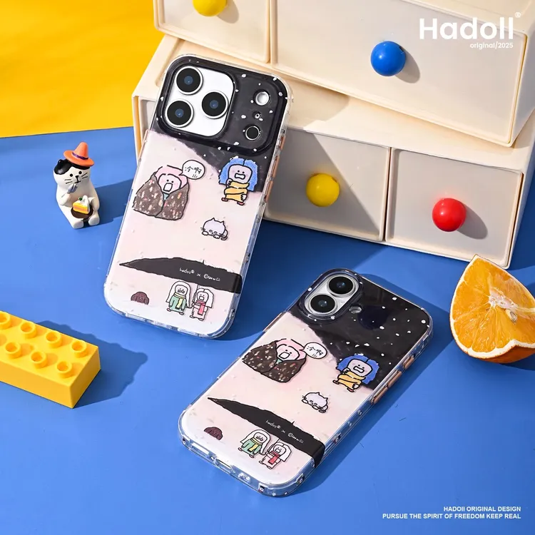 HaDoii联名aee&cui冬iPhone17promax鎏金复古插画手机壳适用苹果