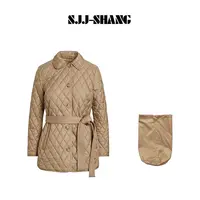 SJJ-SHANG【伦格】经典英伦风澳洲超细羊毛收腰设计感棉服 q135549p