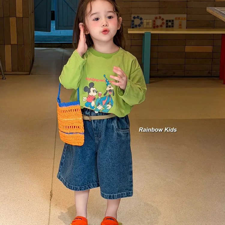 【彩虹家】2026春款女童卡通米奇长袖T恤牛仔裤套装-RFC56121