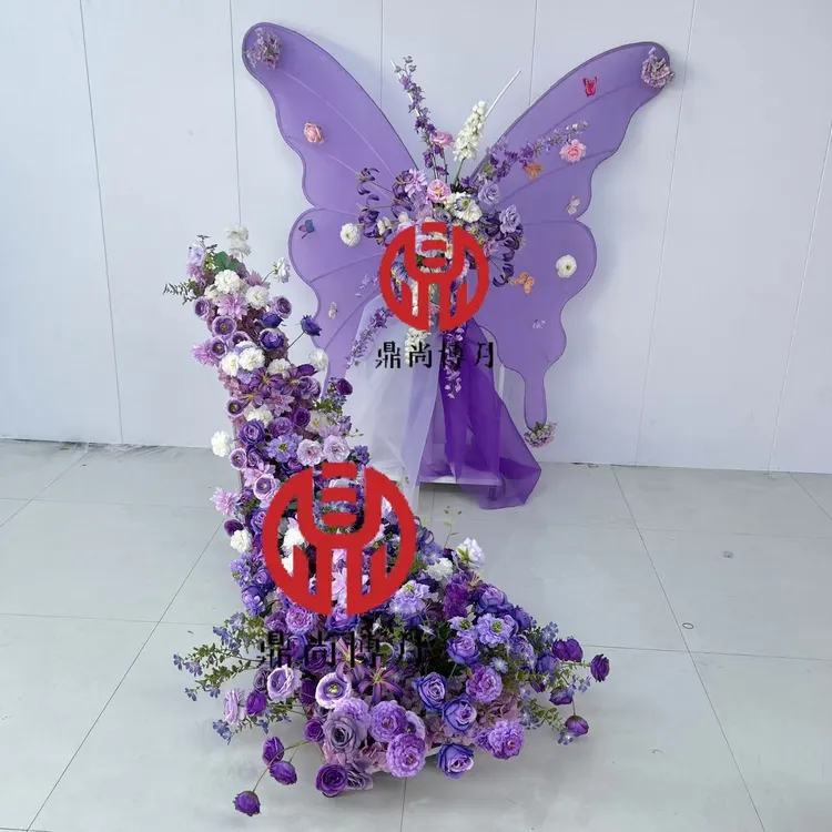仿真花蝴蝶花艺用于酒店生日派对求婚情人节等场景氛围布置