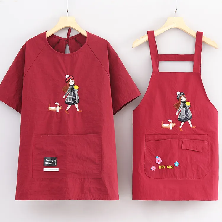 韩版舒适外穿半袖防泼水耐脏围腰家用餐饮定制薄款做饭防油工作服