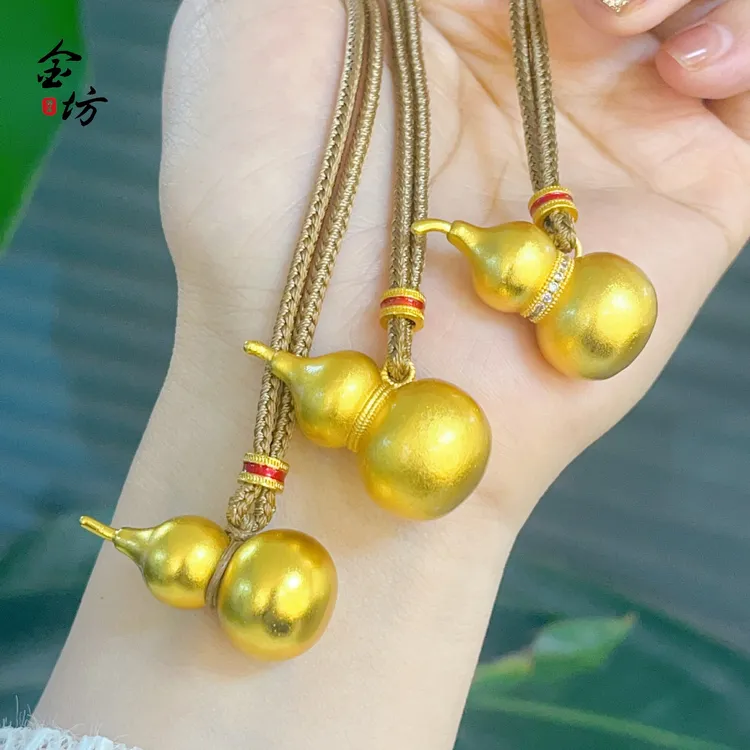 金坊合金同款古法铜合金葫芦吊坠diy配件 铜镀金葫芦福禄项链批发