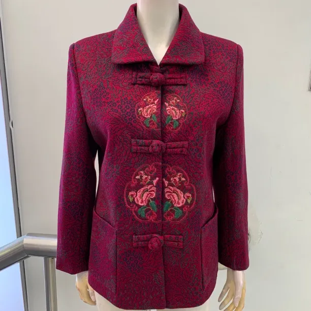 唐装女装妈妈装春秋外套口袋中老年女装中老年女装中式