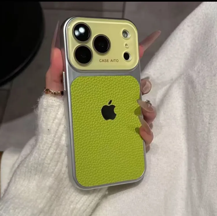 高颜值荔枝纹护镜大视窗适用iPhone17Promax手机壳苹果16新15全包