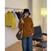 玳妮【连帽三条杠】秋季新款连帽保暖条纹户外宽松短外套运动舒适款