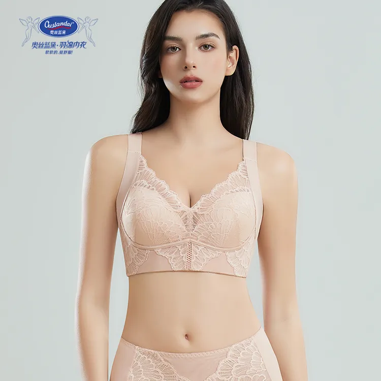 奥丝蓝黛蕾丝内衣女中薄杯小胸聚拢收副乳防下垂性感调整文胸T19