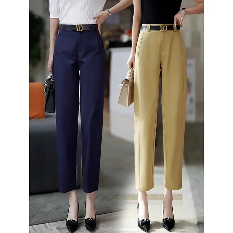 拉夏贝尔西装镰刀裤女2025年秋季新款高级感百搭职业九分哈伦裤子