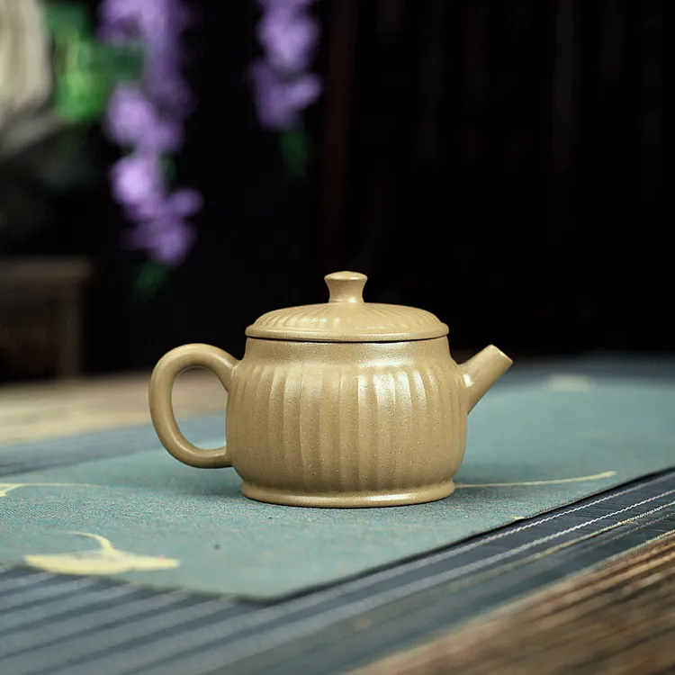 宜兴紫砂壶茶壶茶具原矿龙背青筋纹汉瓦壶手工制作茶壶200毫升