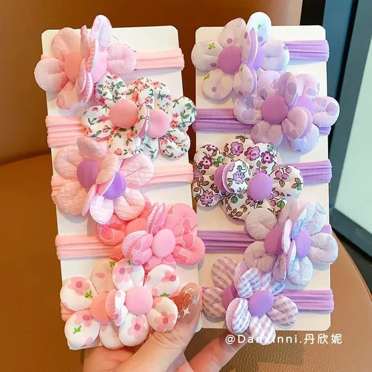 儿童彩色布艺花朵皮筋新款女童扎头发耐用头绳发圈小女孩甜美发绳
