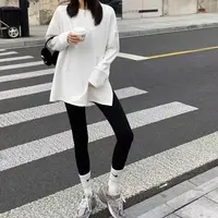 Manmi   欧货纯色净版开衩双面绒长袖T恤  7020（C2）