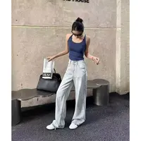 2025夏季时尚新款破洞设计感通勤百搭显瘦直筒牛仔裤女J011#0.12