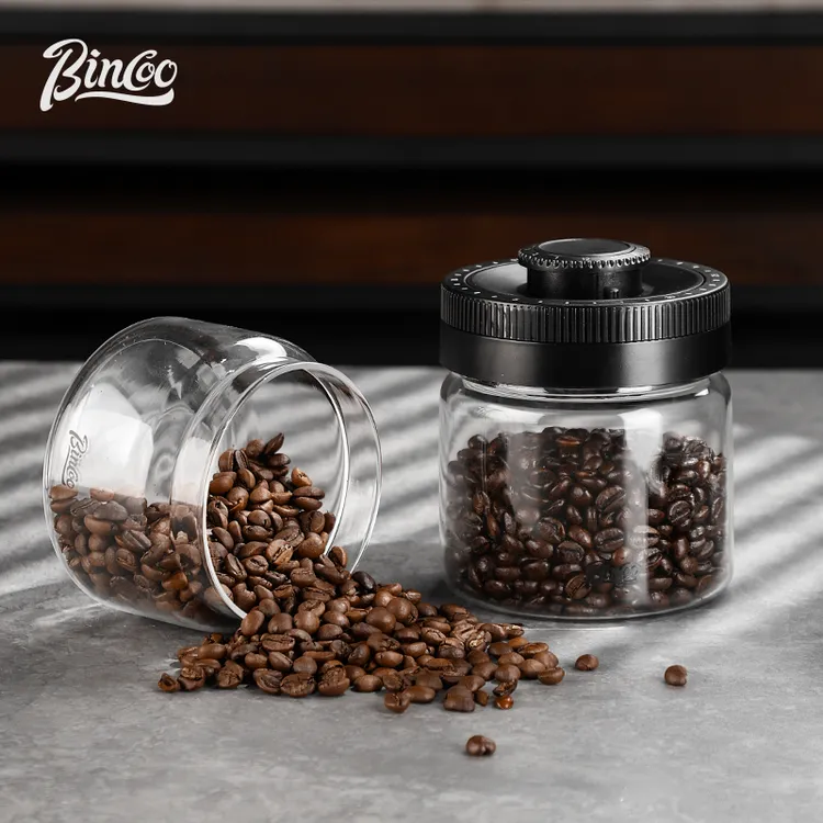Bincoo咖啡密封罐按压抽真空保鲜咖啡储存罐304不锈钢避光收纳罐