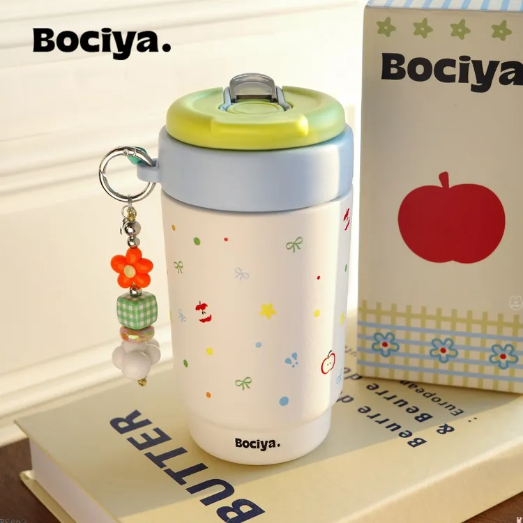 bociya保温杯女高颜值新款外带便携学生上学可爱水杯吸管保冷杯子