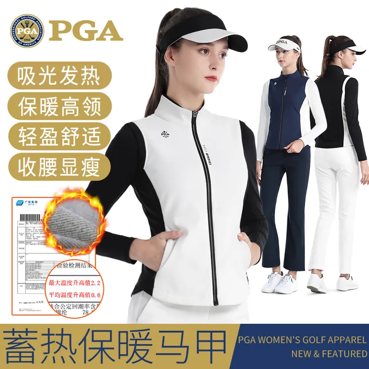 美国PGA 高尔夫女装马甲外套女士衣服运动保暖夹克收腰服装女