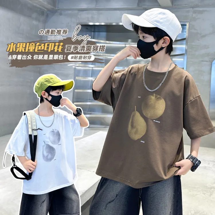 OL.男童夏季薄款短袖T恤休闲夏季印花印花男童中大童