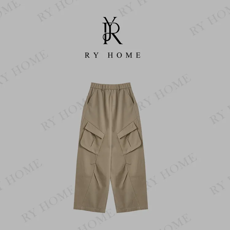 【容雨RYHOME】莱赛尔棉设计感宽松直筒工装裤253K2742