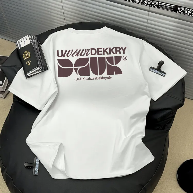 Dekkry夏季休闲宽松情侣100%纯棉美式个性简约字母短袖T恤男女