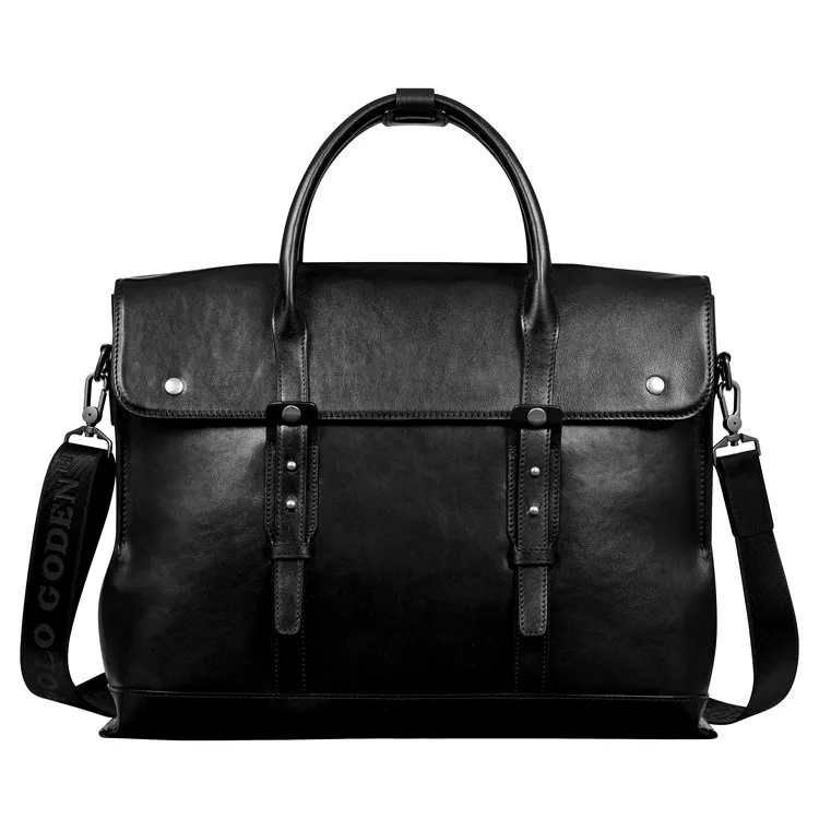 高端树膏小牛皮简约电脑包潮流拉链男士商务公文包