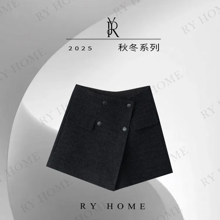 【容雨RYHOME】羊毛混纺肌理感极简风裙裤253Q1426