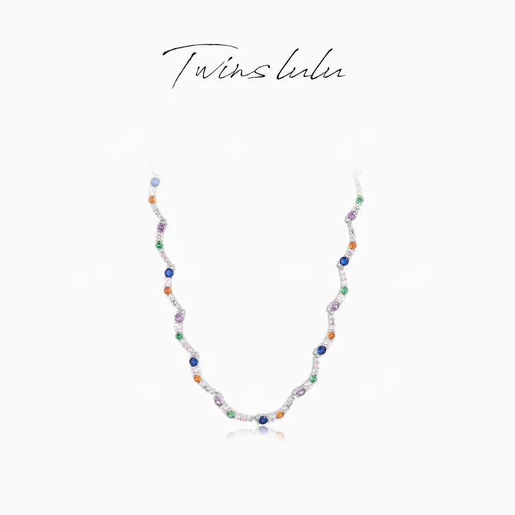 TWINS LULU 镀K金 精致彩色多巴胺时尚波浪形项链TSJ8547
