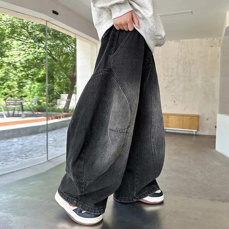 【2025秋款上新】男童牛仔裤儿童洋气宽松弯刀裤子中大童春秋款长裤