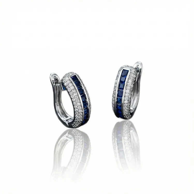 铜合金合成锆石耳饰 BTSP S925银针满钻潮流高级感耳饰百搭耳环