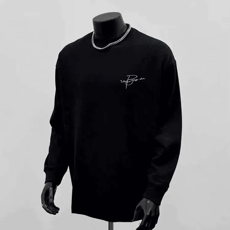 230g！重磅不透潮流简约英文高街印花秋冬长袖百搭宽松上衣透气