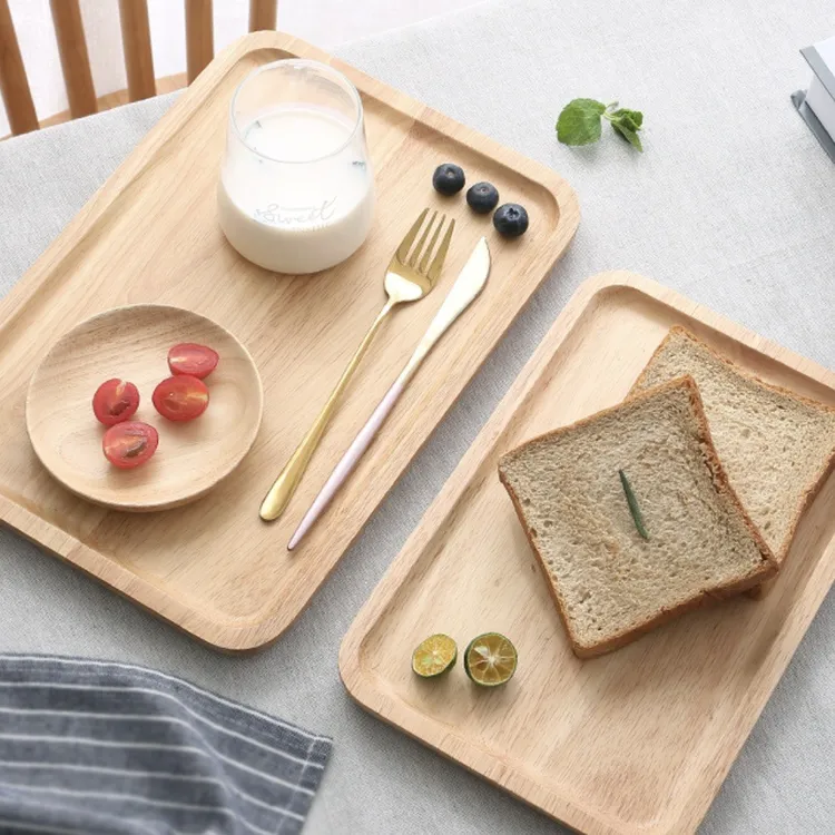 围炉冰茶木托盘木盘高颜值橡胶木茶盘放茶杯多边形家用盘子