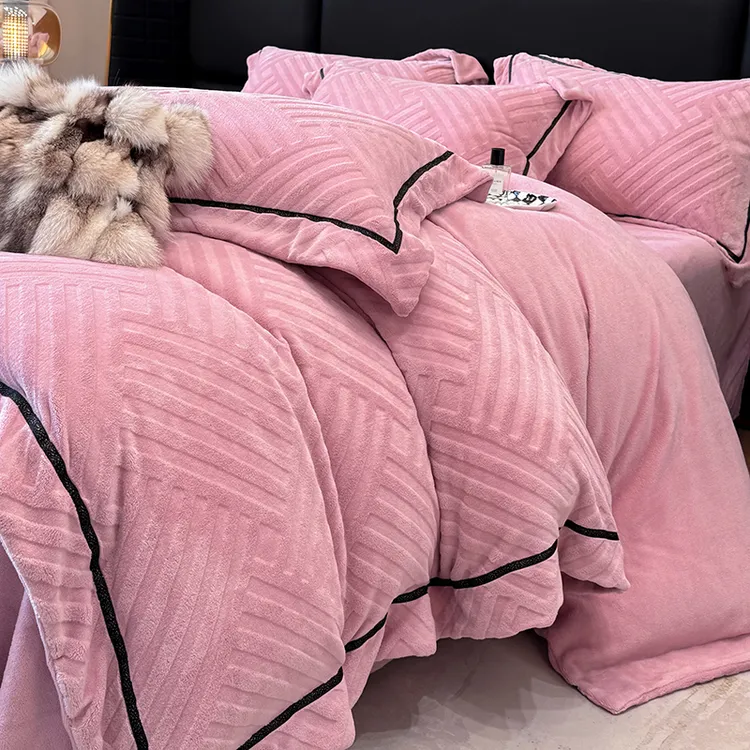 轻奢A类高克重牛奶绒四件套双面绒高端系列新款珊瑚绒被套床笠