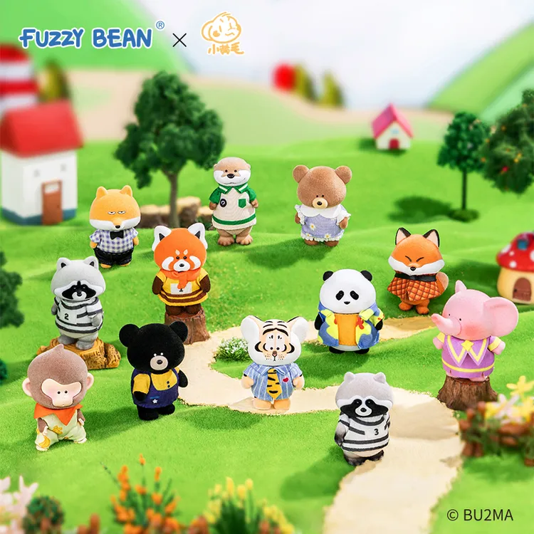 FUZZY BEAN 小鼻嘎全新系列动物植绒可爱手办盲盒摆件公仔玩具