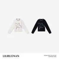 LIURUONAN | 9.28四周年【小星星】撞色领口流苏字母宽松休闲毛衣女