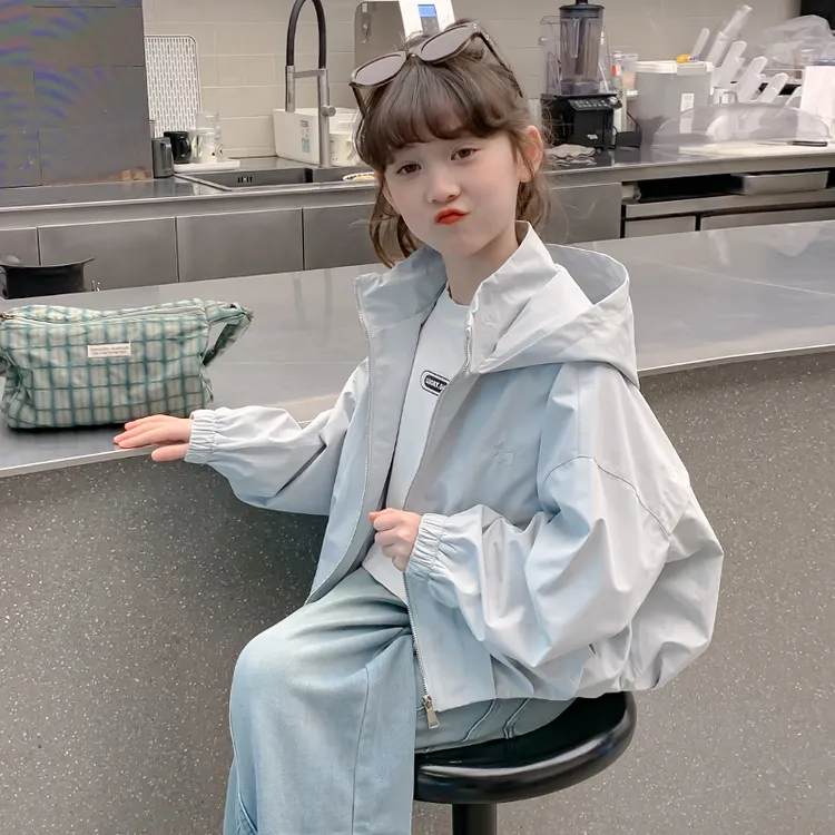 儿童春装外套2025新款洋气时髦大童连帽上衣女孩春秋儿童装