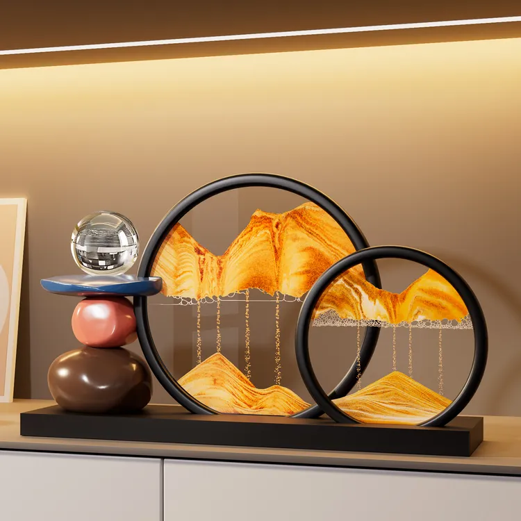 时来运转流沙画摆件高级感进门口客厅玄关电视柜酒柜办公室装饰品