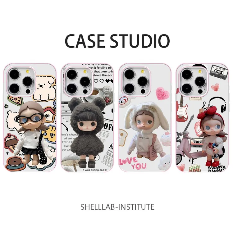 ins风粉色 轻薄防摔适用于苹果各型号泡泡玛特女孩 超高版本