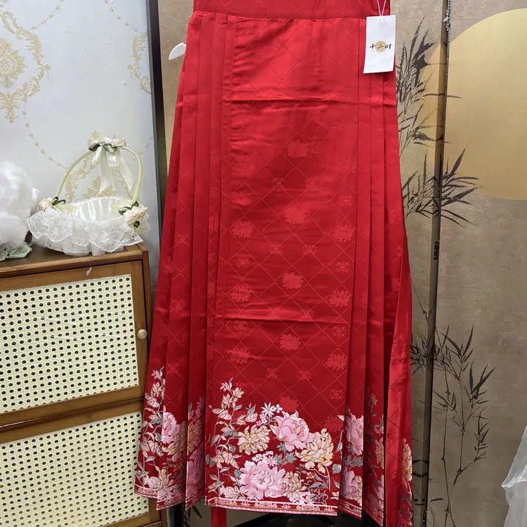 原创马面清款福利经典红色花开富贵明制百搭马面