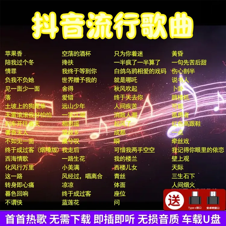 【最新款开车必备】抖音流行热门歌曲车载无损高品质U盘内存卡备注