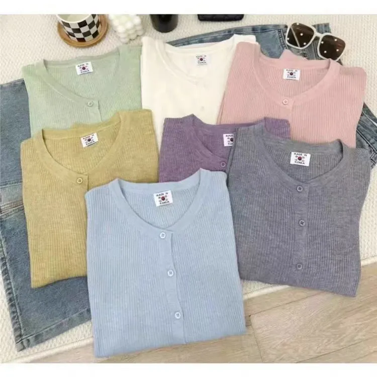 韩系温柔风软糯圆领针织开衫女春装宽松显瘦百搭毛衣外套薄款上衣