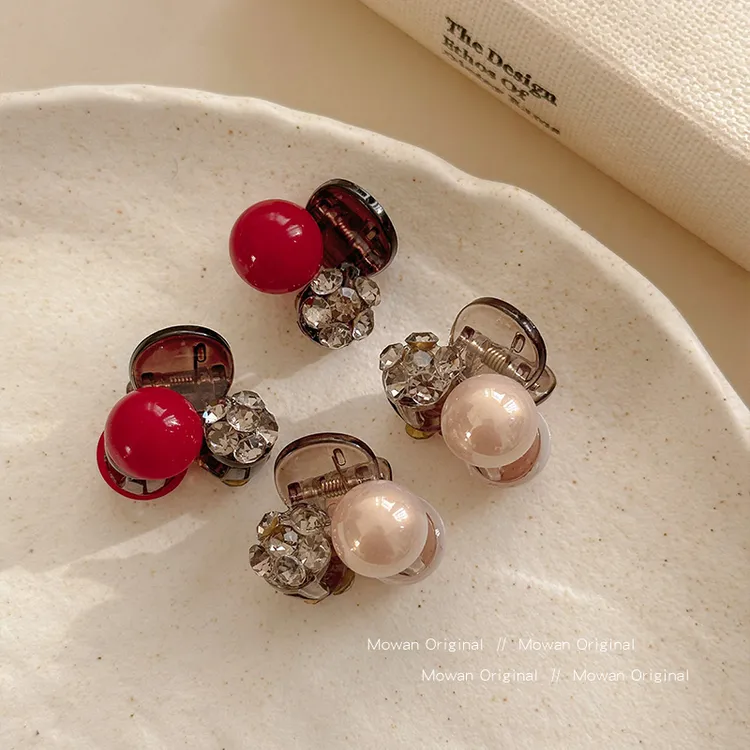 精致珍珠水钻发夹女2025新款高端公主头小抓夹前额侧边夹发卡头饰