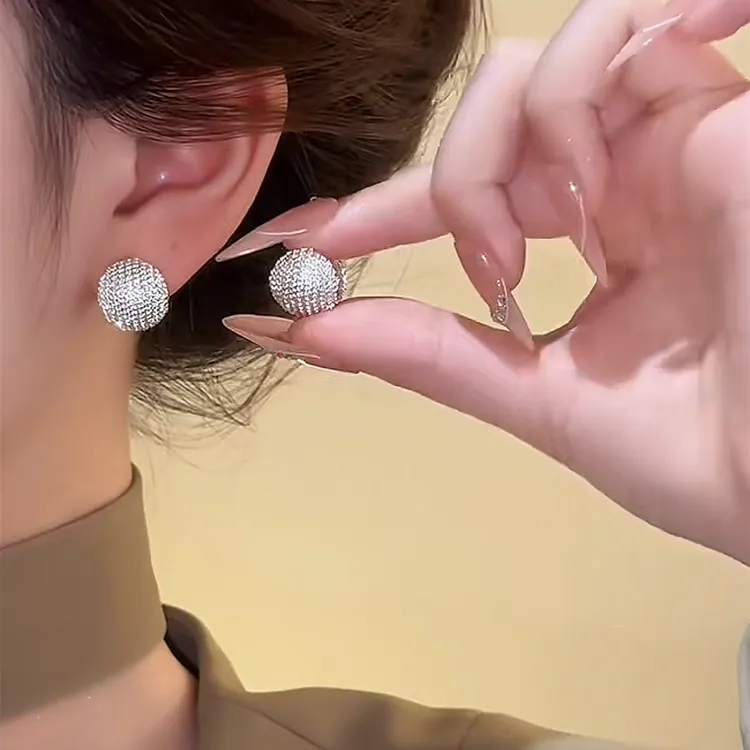 铜合金耳饰 气质双面银色耳扣女小众设计感耳环2025新款爆款耳饰 