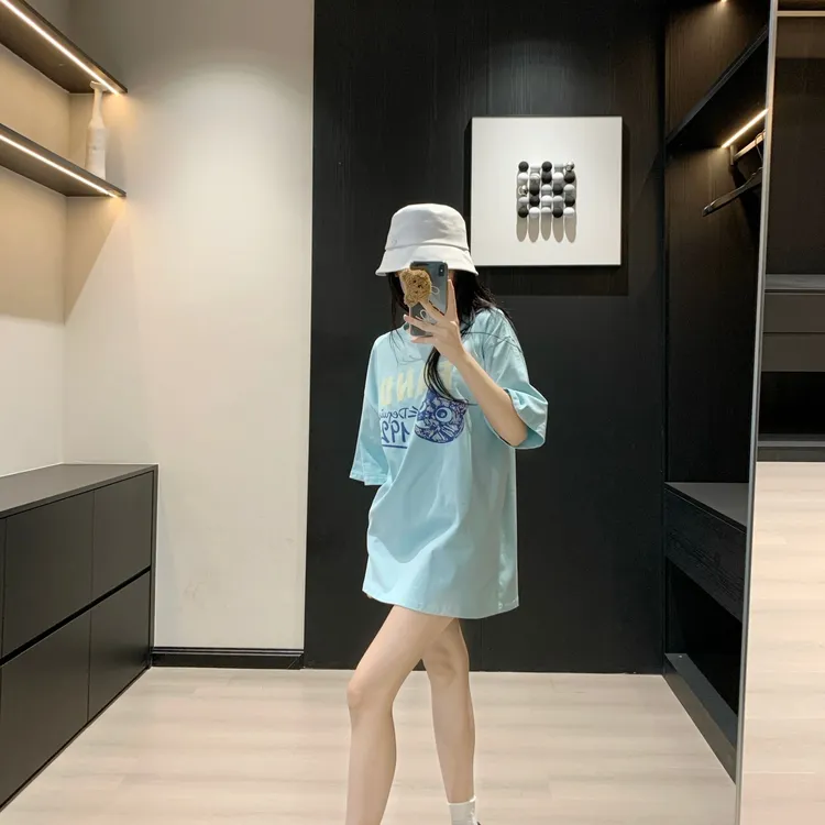  短袖t恤女夏季2025新款潮流宽松可爱甜美设计感印花半袖体恤上衣