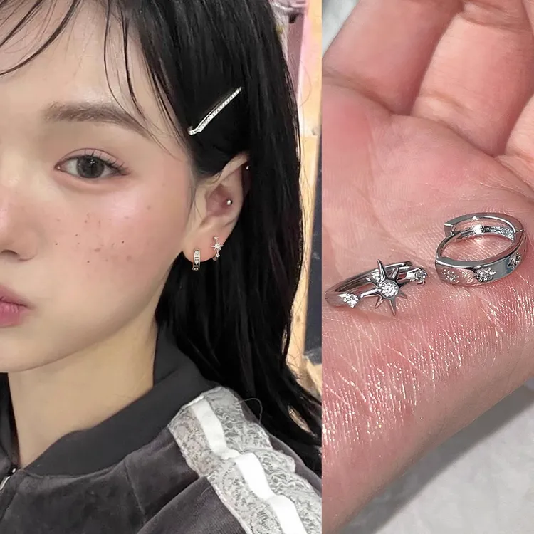 ERBAN/耳伴 合金耳饰 不对称星星耳环女小众高级感冷淡风耳圈耳钉