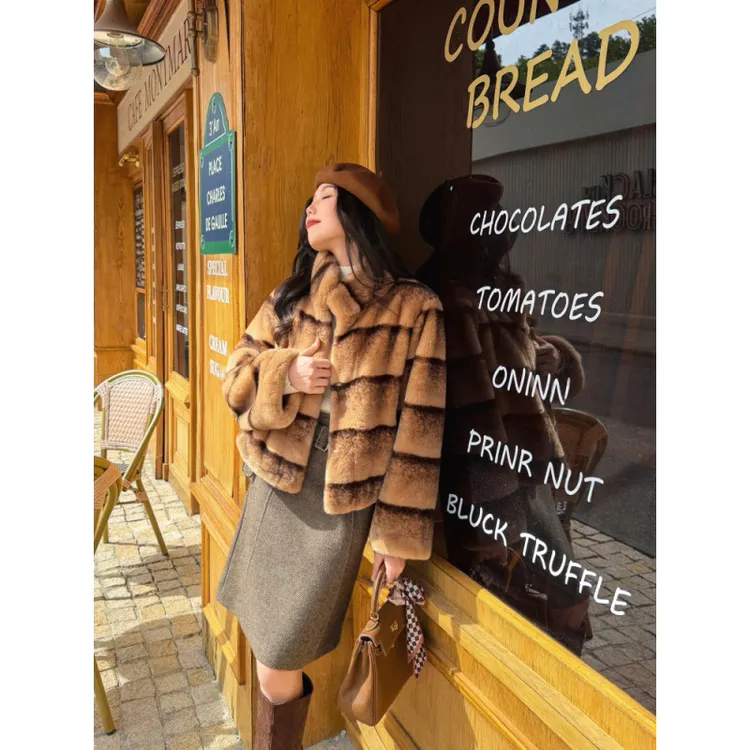 人造皮草 虎皮卷毛毛皮草外套女款爆款2025新款时尚洋气环保大衣 