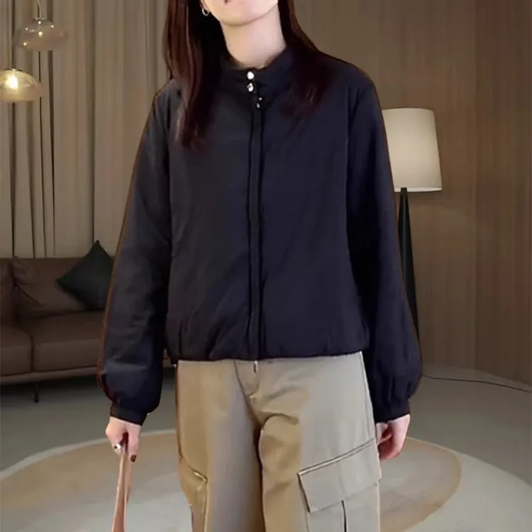 韩系慵懒风拉链立领棉服外套女秋冬新款超轻云感软糯舒适显瘦上衣