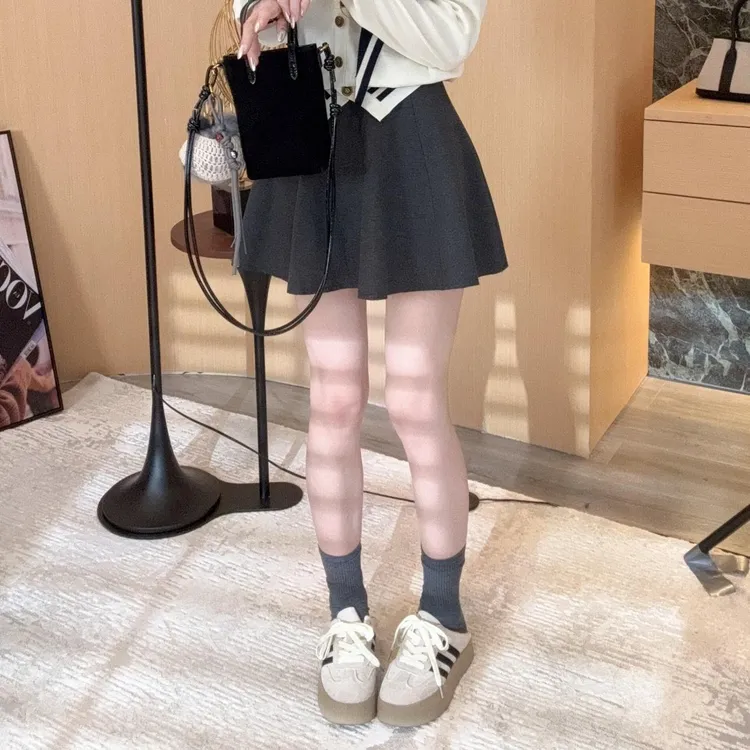 2025森系早秋季拉链裤裙女半身裙高腰显瘦蓬蓬百搭A字裙爆款